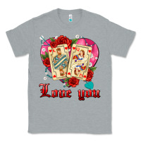 Heather Grey love you playing cards roses and pearls Classic Tee - AdoDesignShop