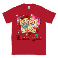 Red love you playing cards roses and pearls Classic Tee - AdoDesignShop