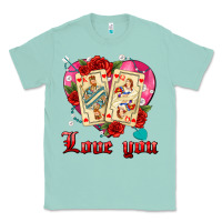 Seafoam love you playing cards roses and pearls Classic Tee - AdoDesignShop