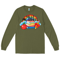 Army Green Hello Pre School Long Sleeve Tee - AdoDesignShop