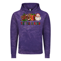 Cloud Purple Tis The Season Christmas With Football And Santa Vintage Hoodie - FaDigitalArtStudio