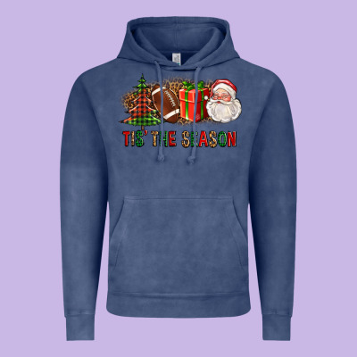 Tis The Season Christmas With Football And Santa Vintage Hoodie Designed By Fadigitalartstudio