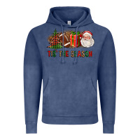 Vintage Denim Tis The Season Christmas With Football And Santa Vintage Hoodie - FaDigitalArtStudio
