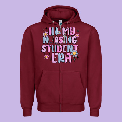 In My Nursing Student Era Zipper Hoodie Designed By Maliassmallbusiness