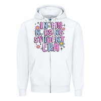 White in my nursing student era Zipper Hoodie - MaliasSmallBusiness