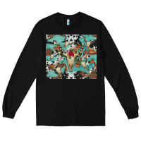 Black bull skull flowers cowhides and leopard Long Sleeve Tee - Artiststas