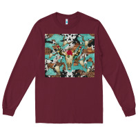Burgundy bull skull flowers cowhides and leopard Long Sleeve Tee - Artiststas