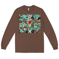 Chestnut bull skull flowers cowhides and leopard Long Sleeve Tee - Artiststas