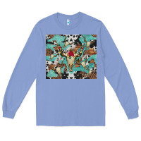 Colony Blue bull skull flowers cowhides and leopard Long Sleeve Tee - Artiststas