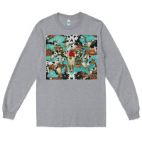 Bull Skull Flowers Cowhides And Leopard Long Sleeve Tee | Teevron