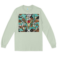 Matcha bull skull flowers cowhides and leopard Long Sleeve Tee - Artiststas