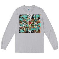 Moon Dust bull skull flowers cowhides and leopard Long Sleeve Tee - Artiststas