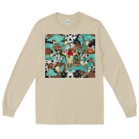 Mushroom bull skull flowers cowhides and leopard Long Sleeve Tee - Artiststas