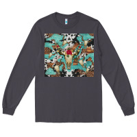 Smoke bull skull flowers cowhides and leopard Long Sleeve Tee - Artiststas