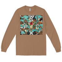Toasted Coconut bull skull flowers cowhides and leopard Long Sleeve Tee - Artiststas