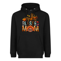 Black Western Blessed Mom With Cross Heavyweight Hoodie - BundleAndBundleShop