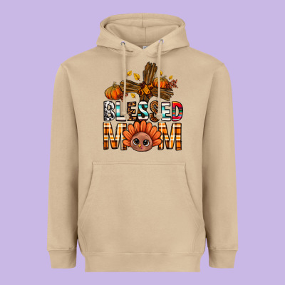 Western Blessed Mom With Cross Heavyweight Hoodie Designed By Bundleandbundleshop