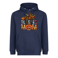 Navy Western Blessed Mom With Cross Heavyweight Hoodie - BundleAndBundleShop