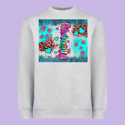 Mommy Leopard Turquoise Heavyweight Sweatshirt Designed By Jahusdesignshop