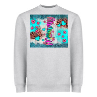 Heather Grey mommy leopard turquoise Heavyweight Sweatshirt - JahusDesignShop