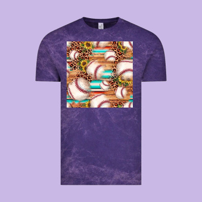 Baseball Leopard Sunflower Seamless Pattern Vintage Tee Designed By Jahusdesignshop