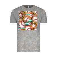 Cloud Rock baseball leopard sunflower seamless pattern Vintage Tee - JahusDesignShop