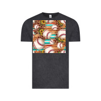 Vintage Black baseball leopard sunflower seamless pattern Vintage Tee - JahusDesignShop