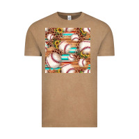 Vintage Coffee baseball leopard sunflower seamless pattern Vintage Tee - JahusDesignShop
