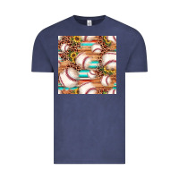 Vintage Denim baseball leopard sunflower seamless pattern Vintage Tee - JahusDesignShop