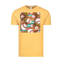 Vintage Mustard baseball leopard sunflower seamless pattern Vintage Tee - JahusDesignShop