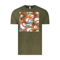 Vintage Olive baseball leopard sunflower seamless pattern Vintage Tee - JahusDesignShop