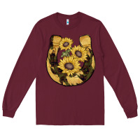 Burgundy horseshoe sunflower camouflage Long Sleeve Tee - AdoDesignShop