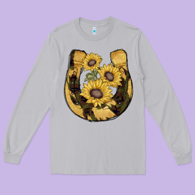 Horseshoe Sunflower Camouflage Long Sleeve Tee Designed By Adodesignshop