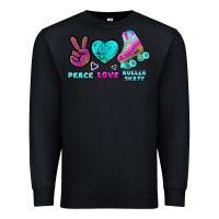 Black peace love roller skate Premium Sweatshirt - BundleAndBundleShop