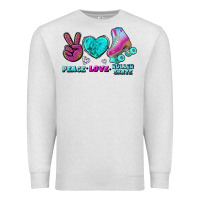 Oatmeal Heather peace love roller skate Premium Sweatshirt - BundleAndBundleShop