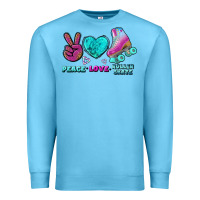 Ocean Blue peace love roller skate Premium Sweatshirt - BundleAndBundleShop
