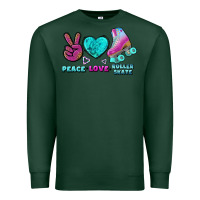 Sports Green peace love roller skate Premium Sweatshirt - BundleAndBundleShop
