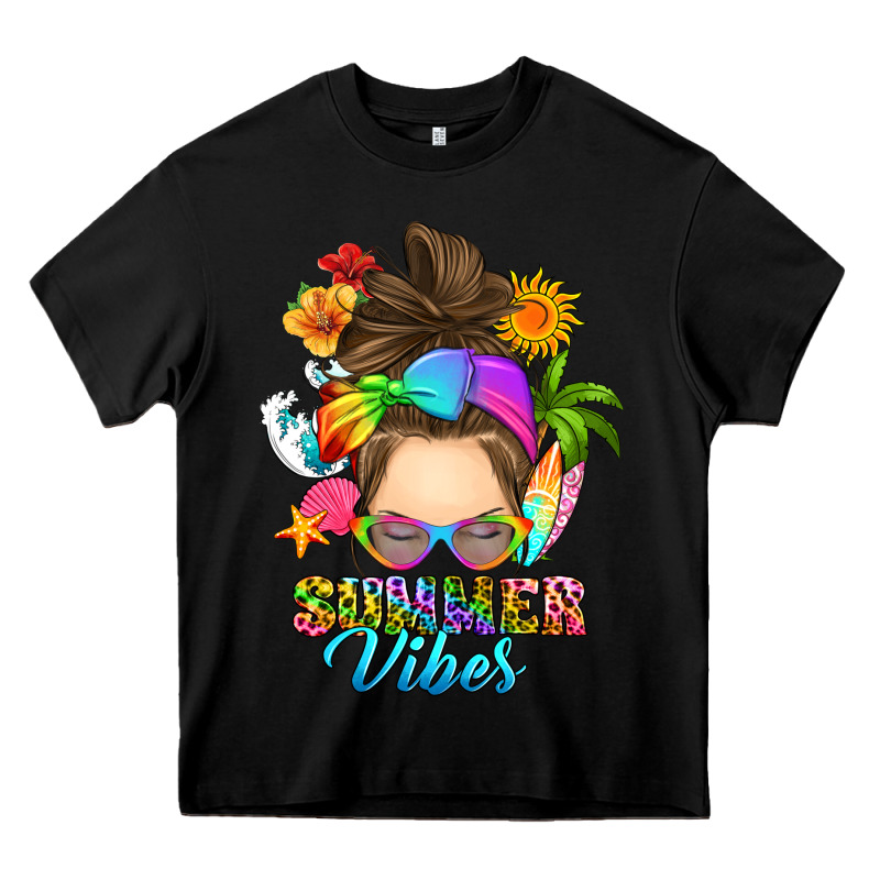 Messy Bun Summer Vibes Heavy Core Tee by RanaPortraitStore | Teevron