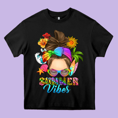 Heavy Core Tee messy bun summer vibes