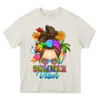 Cream messy bun summer vibes Heavy Core Tee - RanaPortraitStore