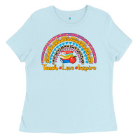 Baby Blue back to school rainbow teach love inspire Ladies Tee - AdoDesignShop