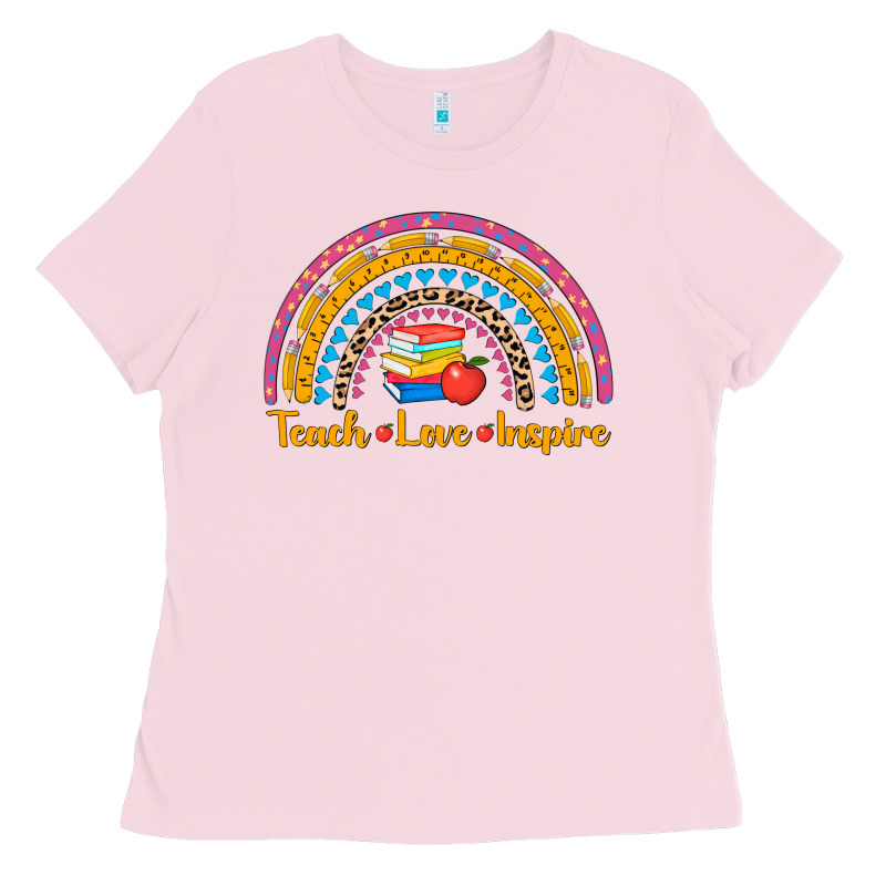 Back To School Rainbow Teach Love Inspire Ladies Tee by AdoDesignShop | Teevron