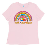 Bubblegum Pink back to school rainbow teach love inspire Ladies Tee - AdoDesignShop