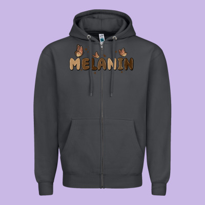 Melanin Zipper Hoodie Designed By Maliassmallbusiness