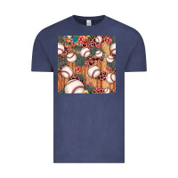 Vintage Denim baseball leopard seamless pattern Vintage Tee - JahusDesignShop