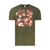 Vintage Olive baseball leopard seamless pattern Vintage Tee - JahusDesignShop