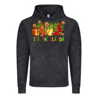 Vintage Black Tis The Season Christmas With Softball And Gingerbread Man Vintage Hoodie - FaDigitalArtStudio