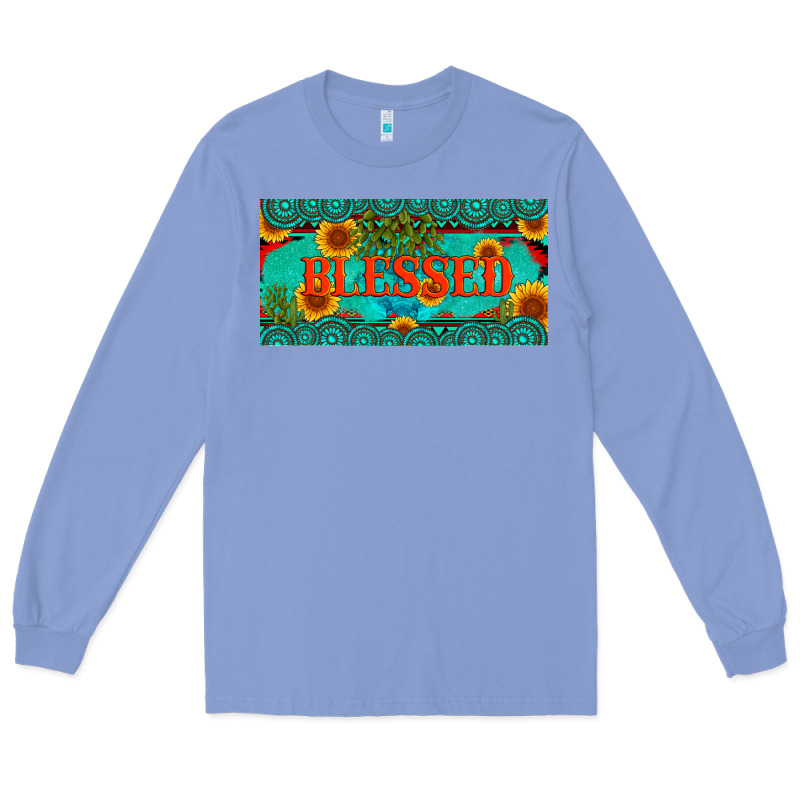 Blessed Turquoise Gemstone Cactus And Sunflower Licanse Plate Long Sleeve Tee by Artiststas | Teevron