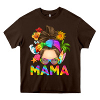 Chocolate Brown messy bun mama summer Heavy Core Tee - RanaPortraitStore