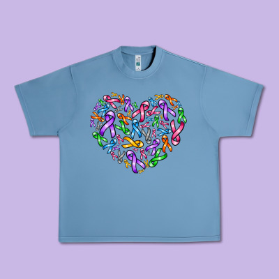 Cancer Ribbon Heart Urban Heavy Tee Designed By Adodesignshop
